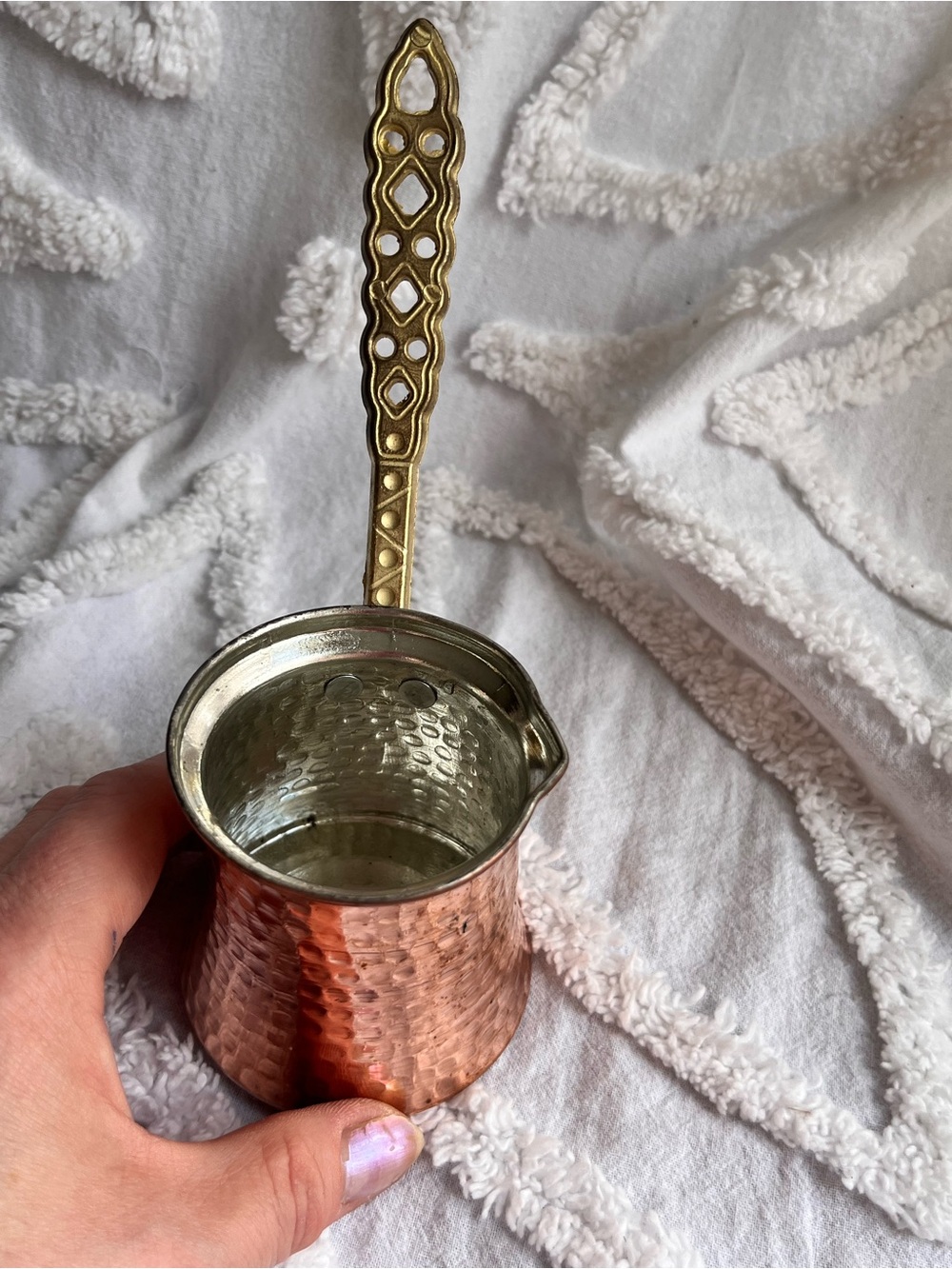 Copper and Brass Turkish Coffee Pot - Copper